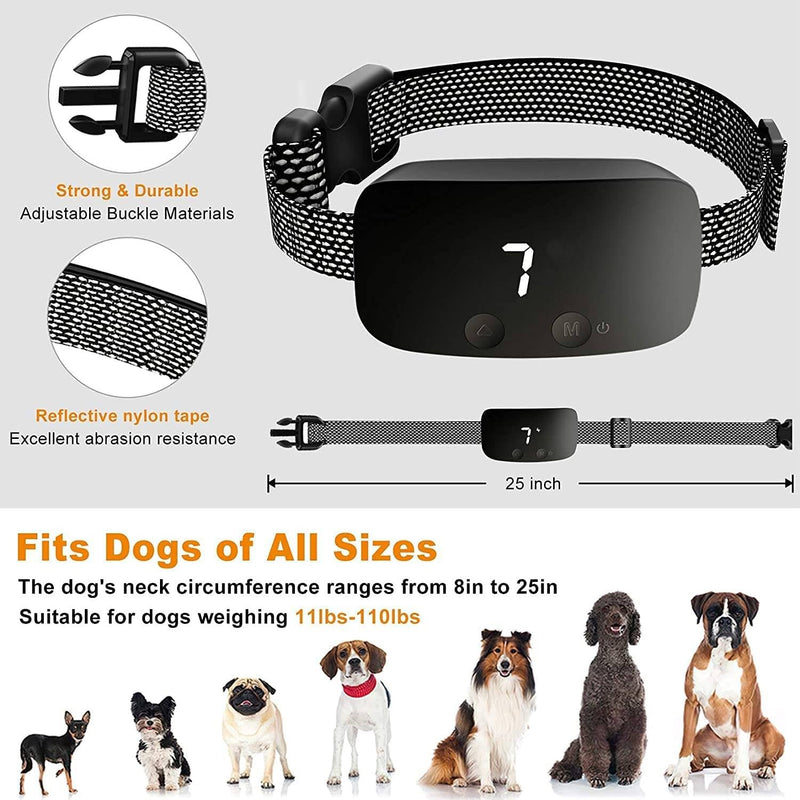 Automatic Bark Collar for Dogs, Rechargeable Anti Barking Training Collar - Calmshops.co.uk