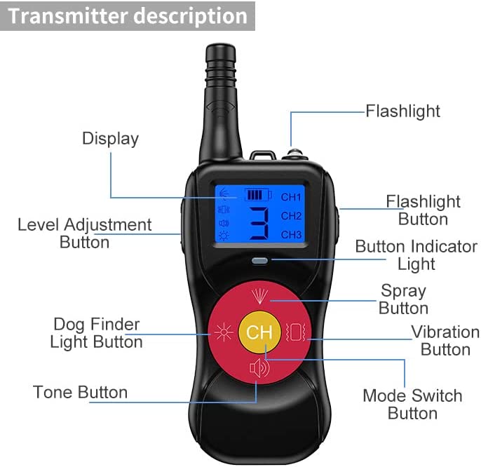 Citronella Deluxe Spray Stop Barking Collar with Remote, Dog Training Collar - Calmshops.co.uk