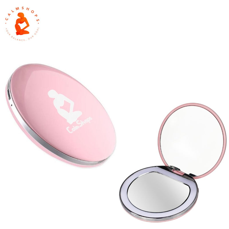 Compact Mirror With LED Light - USB Rechargeable Pocket - Calmshops.co.uk