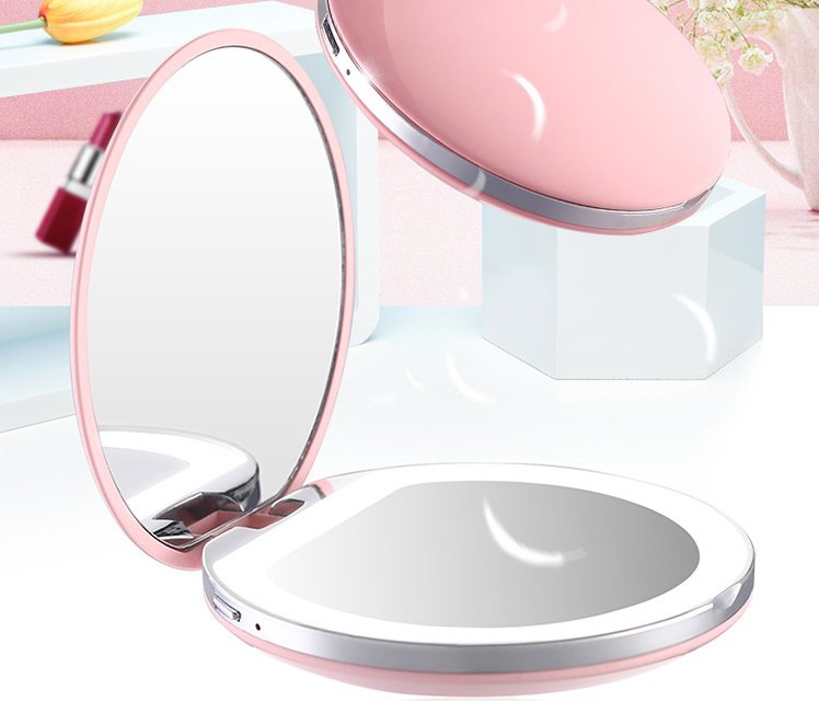 Compact Mirror With LED Light - USB Rechargeable Pocket - Calmshops.co.uk