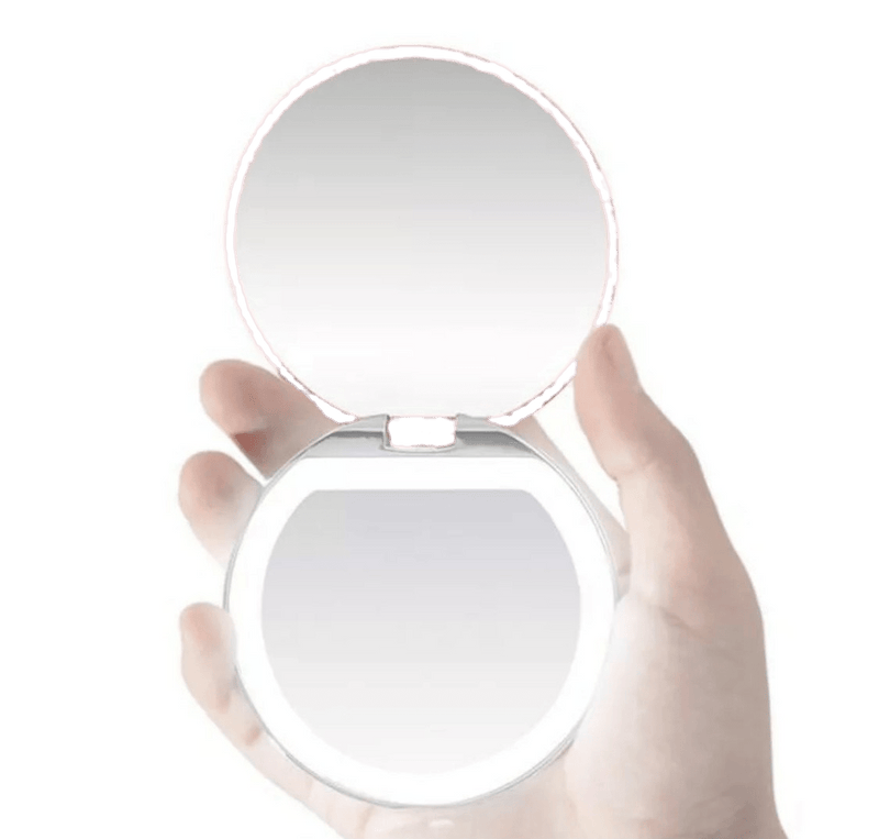 Compact Mirror With LED Light - USB Rechargeable Pocket - Calmshops.co.uk