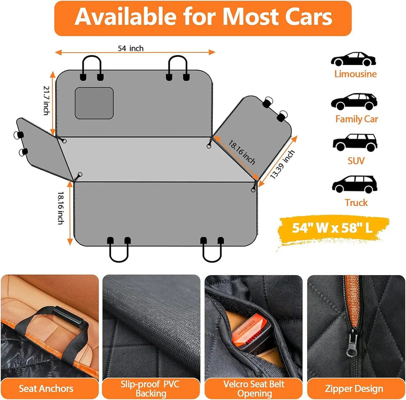 Dog Car Seat Cover for Pets Waterproof Seat Cover 600D Heavy Duty - Calmshops.co.uk