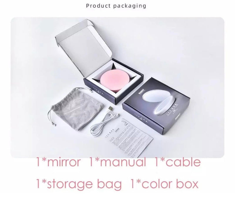 LED Light Pocket Mirror - USB Rechargeable Make - Up Double Mirror - Calmshops.co.uk