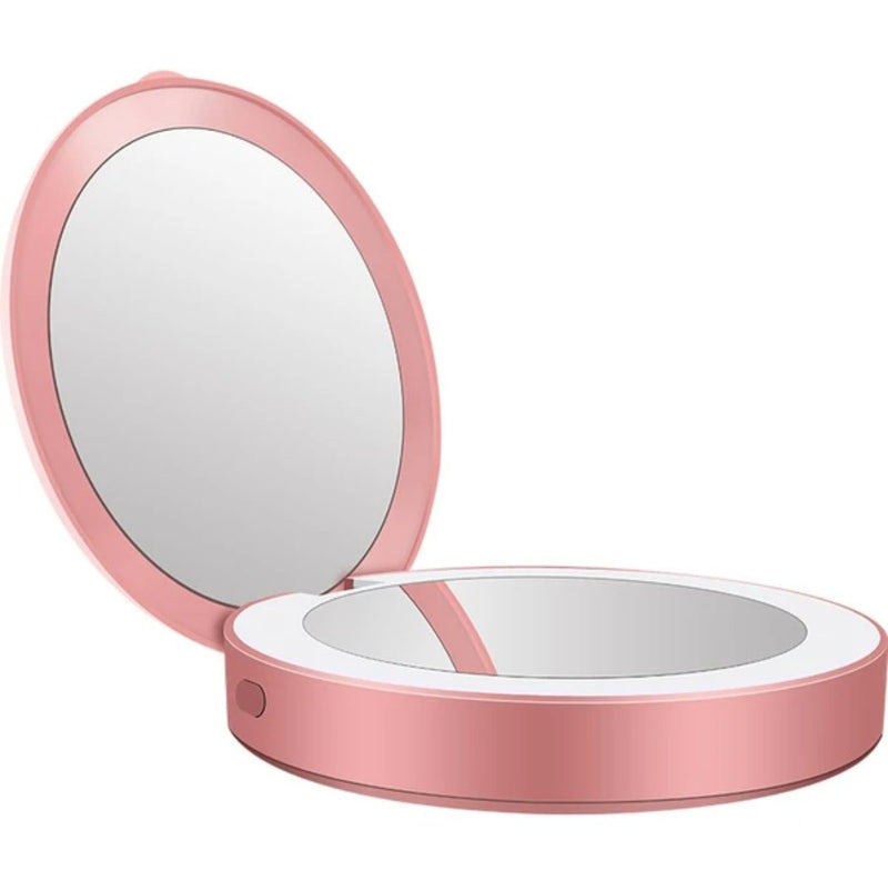 LED Light Pocket Mirror - USB Rechargeable Make - Up Double Mirror - Calmshops.co.uk