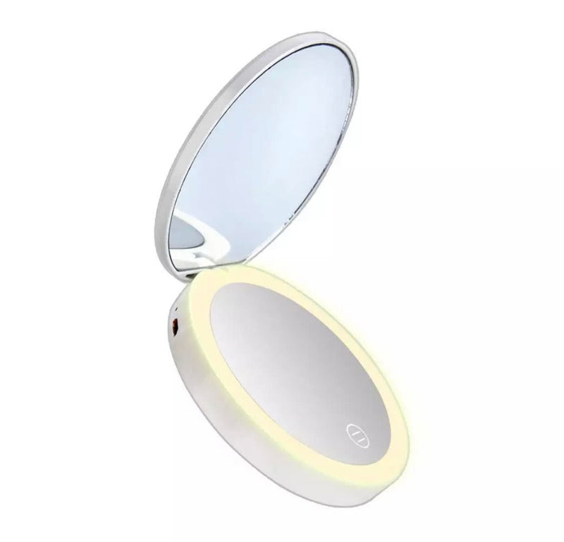 LED Light Pocket Mirror - USB Rechargeable Make - Up Double Mirror - Calmshops.co.uk