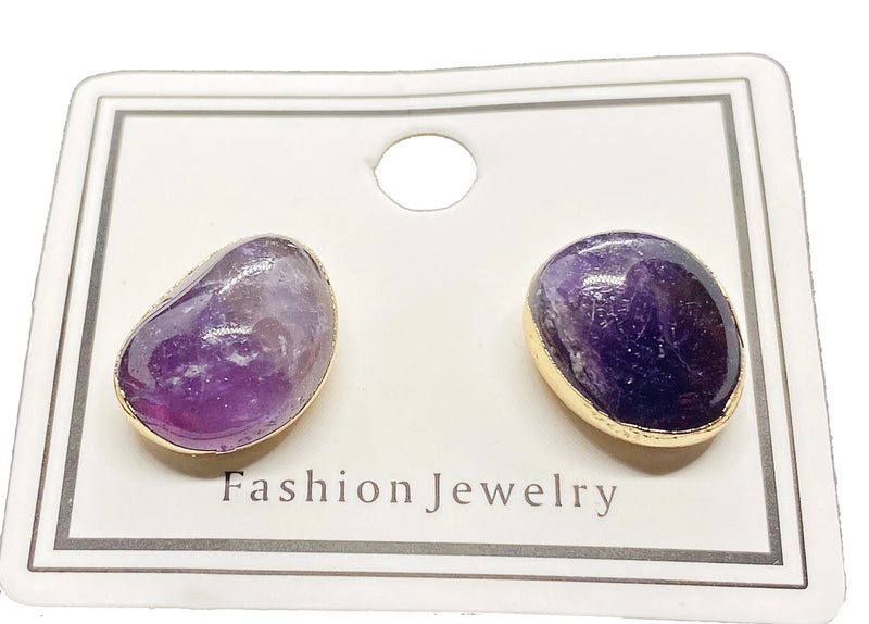 Stud Earrings - Raw Stone Crystal Jewellery - Calmshops.co.uk