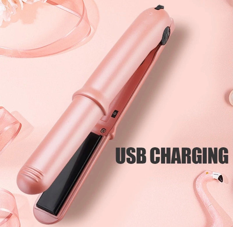 USB Portable Titanium Mini Travel Wireless Hair Straightener & Curler - Calmshops.co.uk