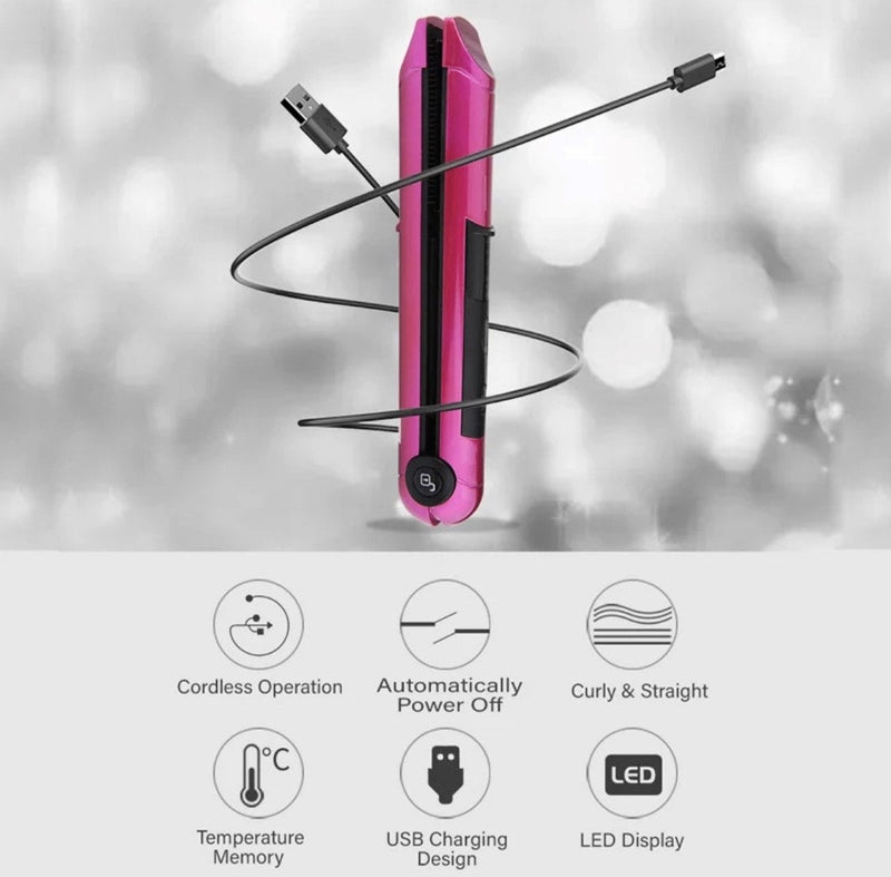 Wireless USB Rechargeable Portable Titanium Travel Hair Straightener Flat Irons - Calmshops.co.uk