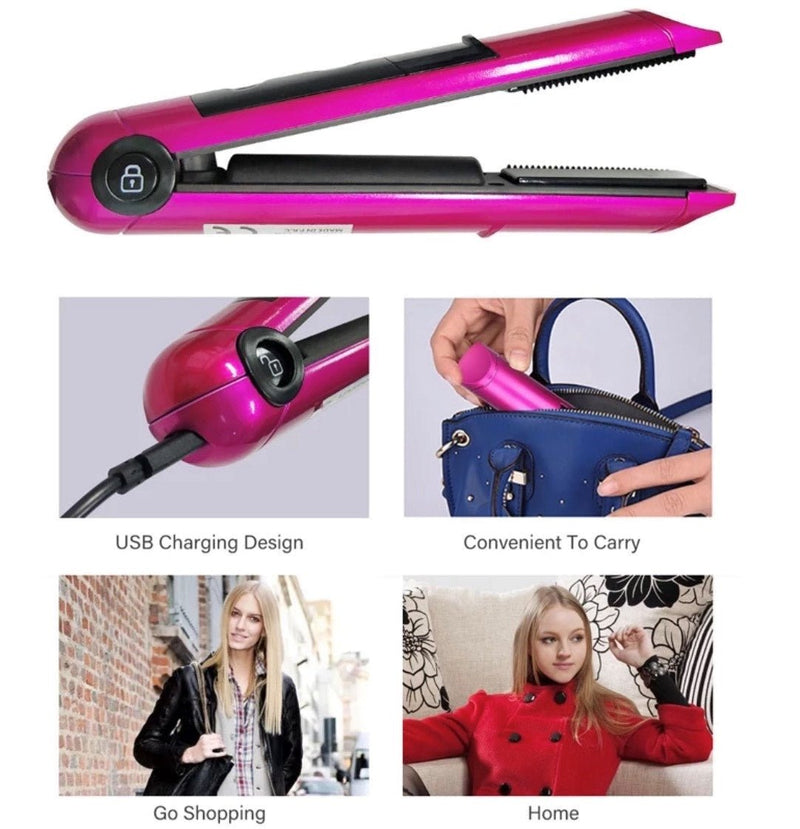 Wireless USB Rechargeable Portable Titanium Travel Hair Straightener Flat Irons - Calmshops.co.uk